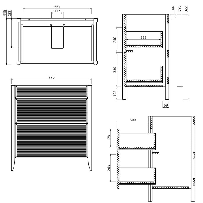 Burlington Strand 800mm 2 Drawer Floorstanding Vanity Unit with Ceramic Basin & Handles