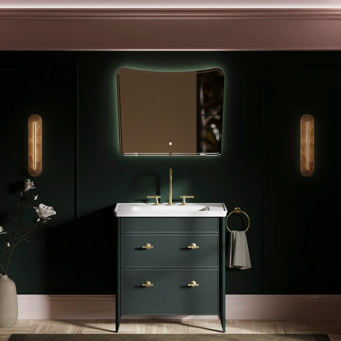 Burlington Strand 800mm 2 Drawer Floorstanding Vanity Unit with Ceramic Basin & Handles