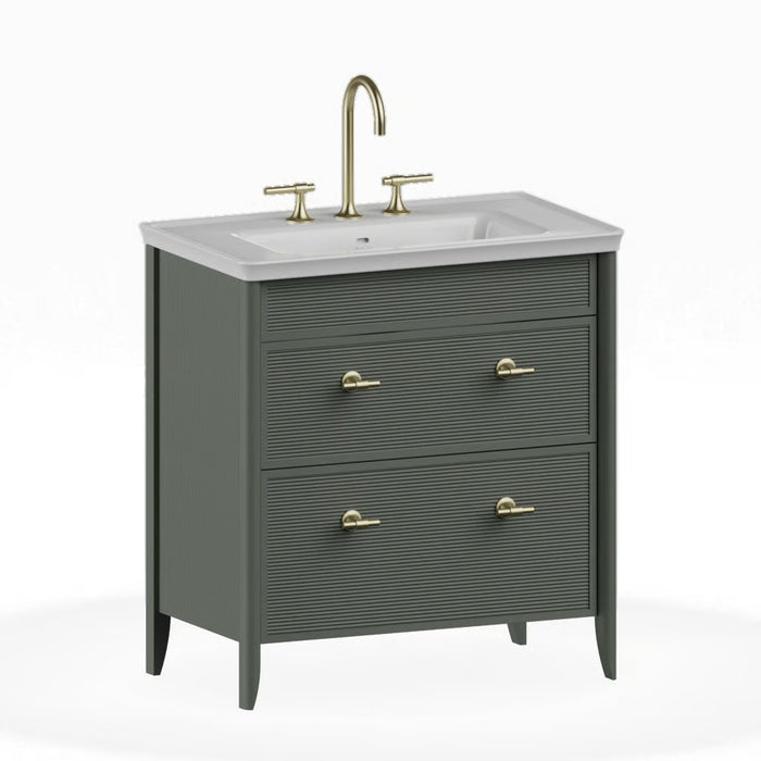 Burlington Strand 800mm 2 Drawer Floorstanding Vanity Unit with Ceramic Basin & Handles