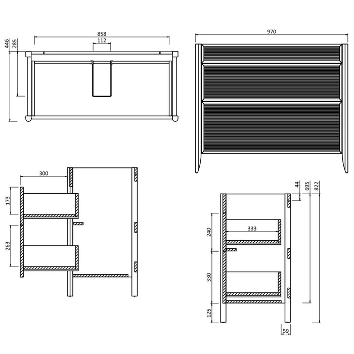 Burlington Strand 1000mm 2 Drawer Floorstanding Vanity Unit with Ceramic Basin & Handles
