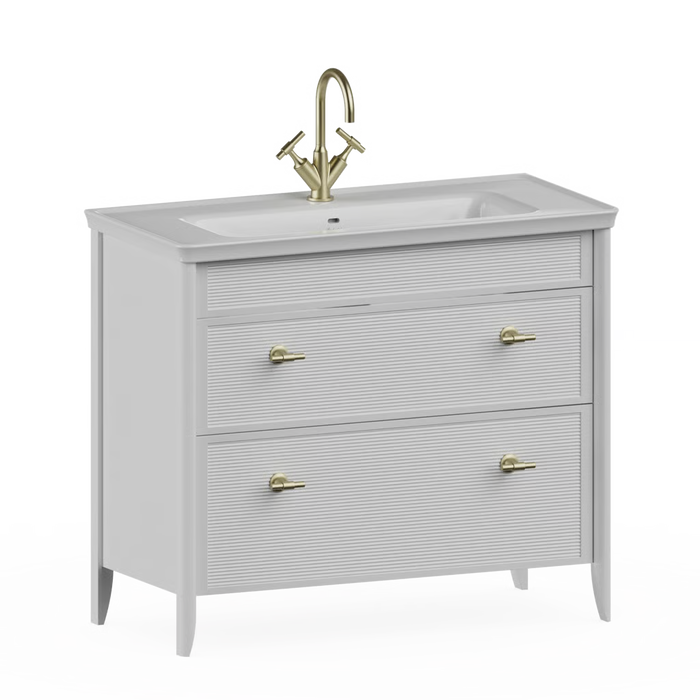 Burlington Strand 1000mm 2 Drawer Floorstanding Vanity Unit with Ceramic Basin & Handles