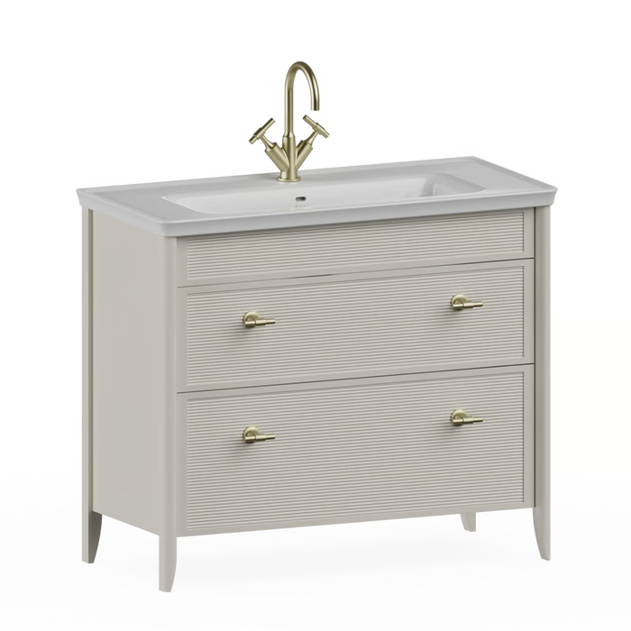 Burlington Strand 1000mm 2 Drawer Floorstanding Vanity Unit with Ceramic Basin & Handles