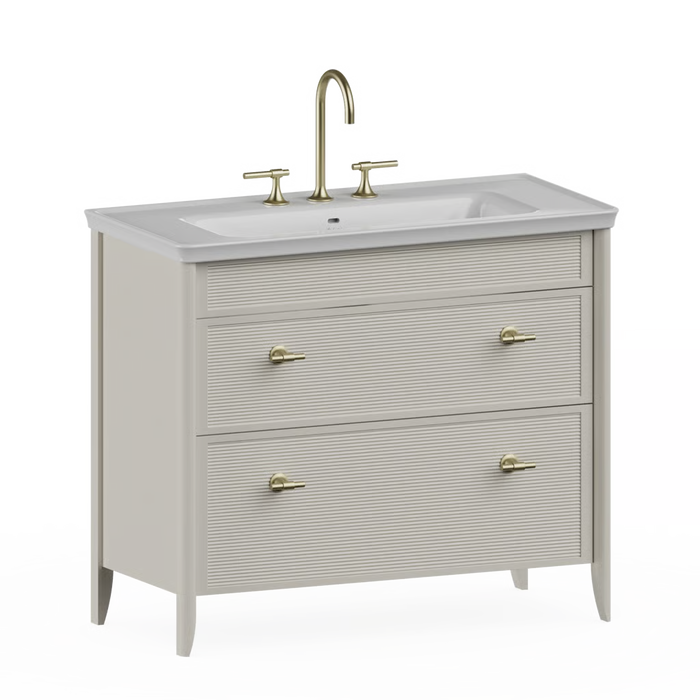 Burlington Strand 1000mm 2 Drawer Floorstanding Vanity Unit with Ceramic Basin & Handles