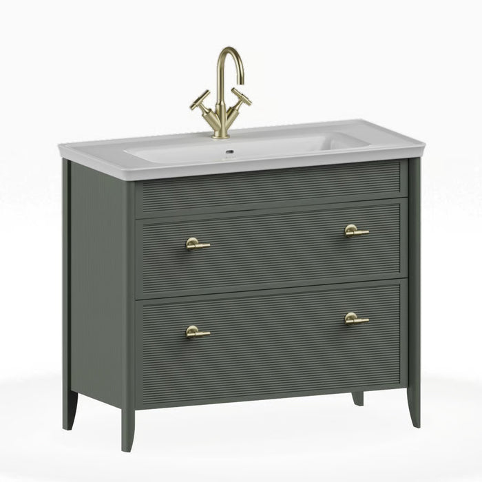 Burlington Strand 1000mm 2 Drawer Floorstanding Vanity Unit with Ceramic Basin & Handles