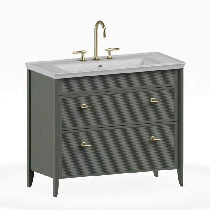Burlington Strand 1000mm 2 Drawer Floorstanding Vanity Unit with Ceramic Basin & Handles