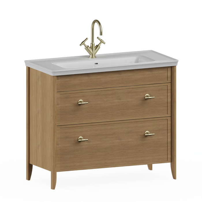 Burlington Strand 1000mm 2 Drawer Floorstanding Vanity Unit with Ceramic Basin & Handles