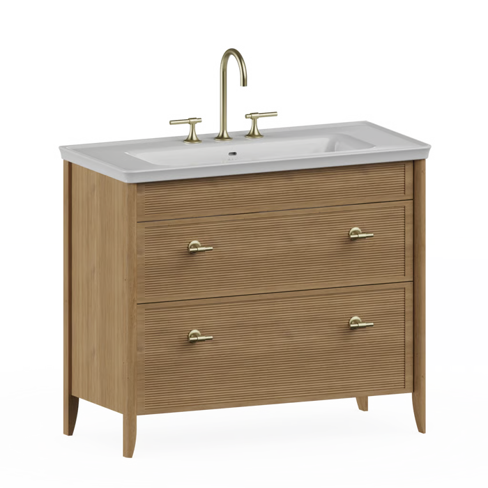 Burlington Strand 1000mm 2 Drawer Floorstanding Vanity Unit with Ceramic Basin & Handles
