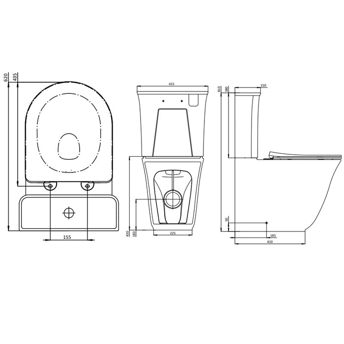 Burlington Strand Rimless Close Coupled Toilet with Cistern & Soft Close Seat