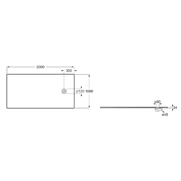 Roca Terran-N Superslim Stonex Anti-Slip Rectangular Shower Tray with Waste