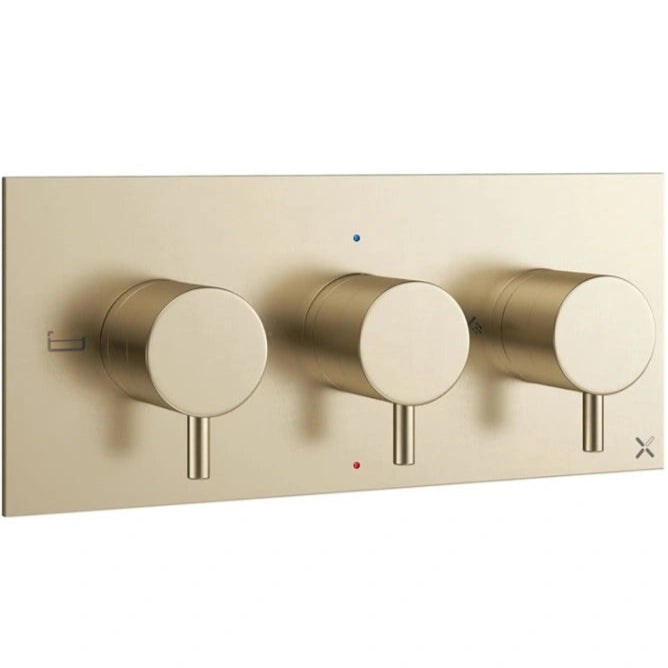 Crosswater MPRO 3 Outlet 3 Handle Landscape Concealed Thermostatic Shower Valve With 3 Way Diverter