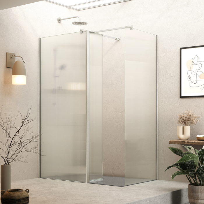 Roman Haven Select Fluted Glass Pivot Deflector Panel - 300mm Wide - 8mm Glass