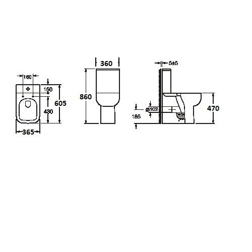 Scudo Choices 600 Rimless Comfort Height Open Back Close Coupled Toilet with Soft Close Seat