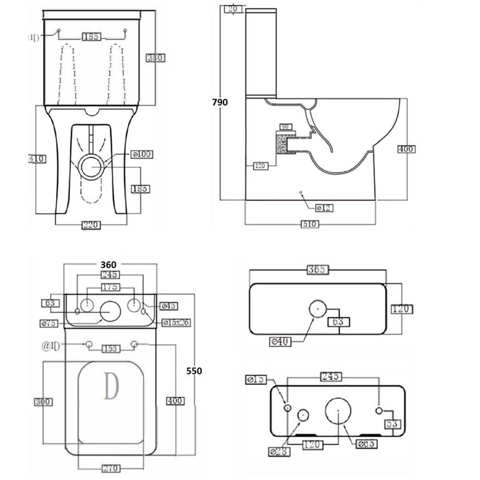 Scudo Choices 550 Rimless Closed Back Close Coupled Toilet with Soft Close Seat