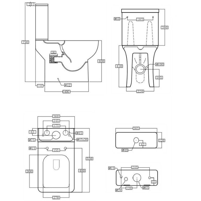 Scudo Choices 550 Rimless Open Back Close Coupled Toilet with Soft Close Seat