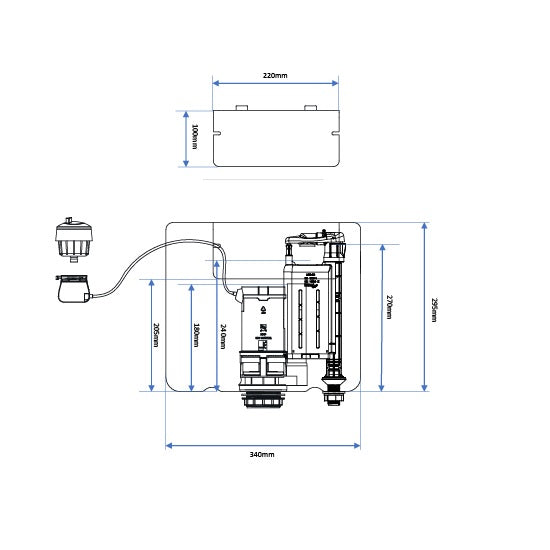 Scudo Concealed Cistern with Bottom Inlet & Flush Button