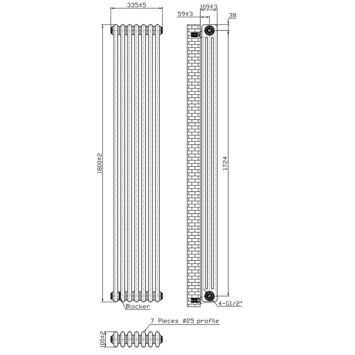 Scudo Vertical 3 Column Designer Radiator - Gloss White