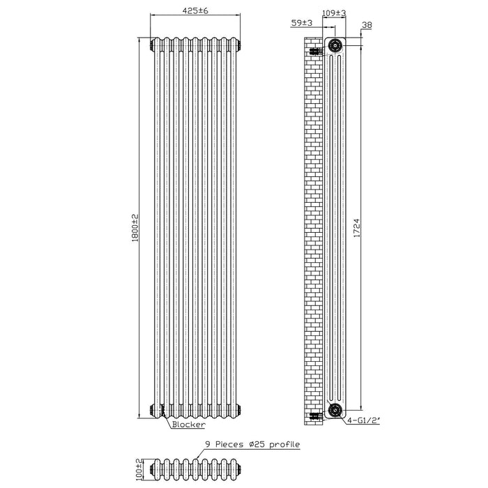 Scudo Vertical 3 Column Designer Radiator - Gloss White