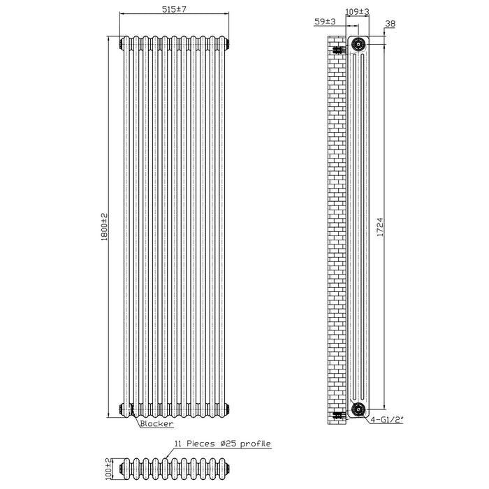 Scudo Vertical 3 Column Designer Radiator - Gloss White