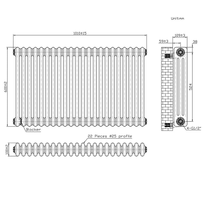 Scudo Horizontal 3 Column Designer Radiator