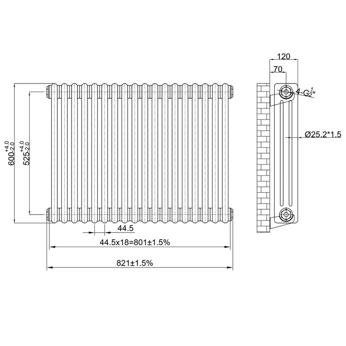 Scudo Horizontal 3 Column Designer Radiator - Raw Metal