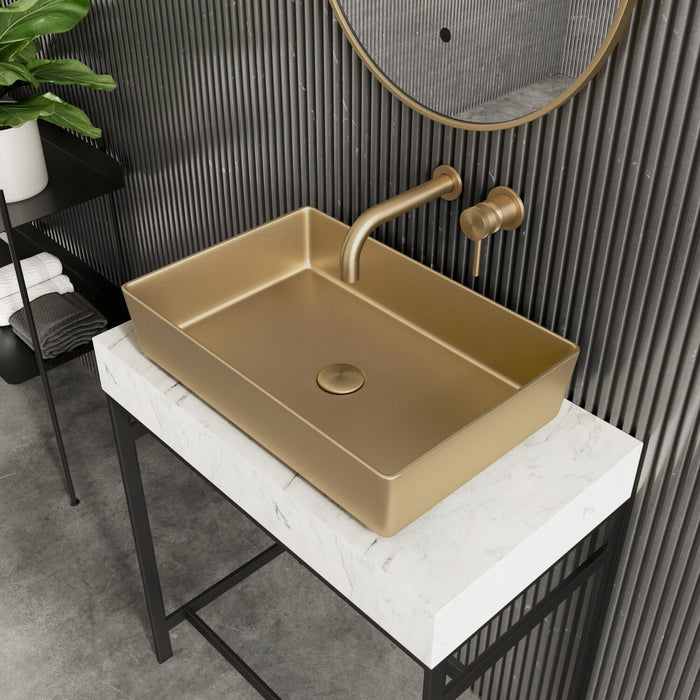 Scudo Core Metal Rectangular Countertop Basin 526mm with Waste