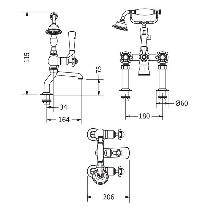 Crosswater Belgravia Bath Shower Mixer Tap With Kit