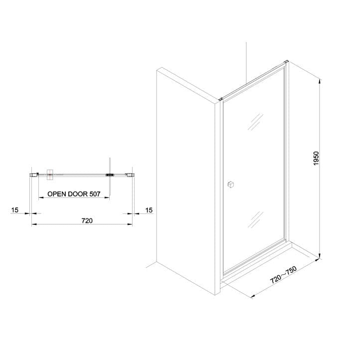 Crosswater Clear 6 Recessed Pivot Shower Door