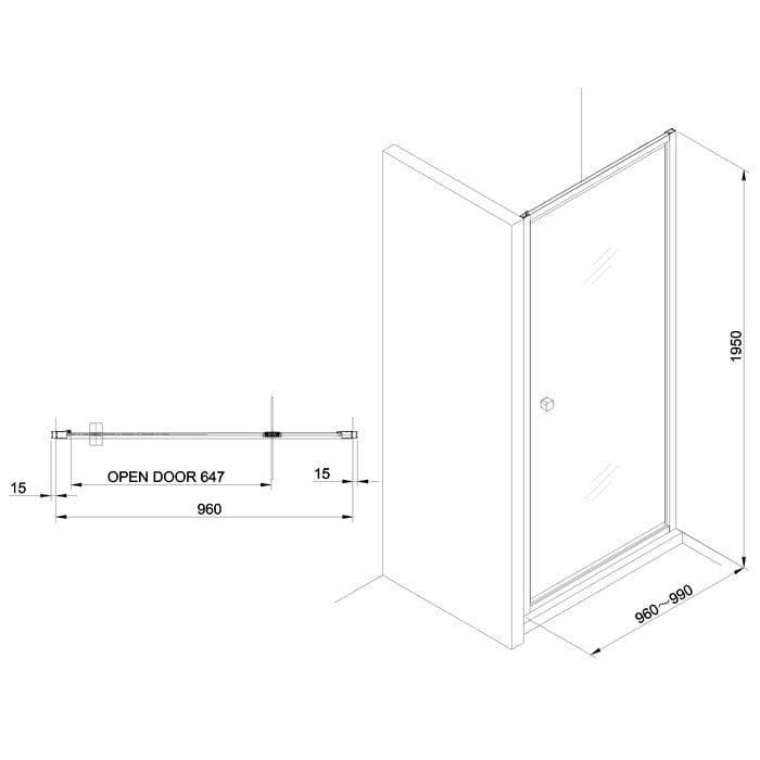 Crosswater Clear 6 Recessed Pivot Shower Door