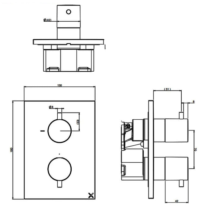 Crosswater Crossbox Shower Set 3 with Fixed Head & Handset