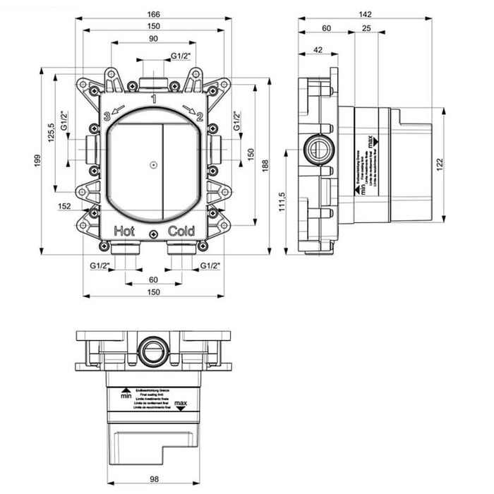 Crosswater Crossbox Shower Set 3 with Fixed Head & Handset