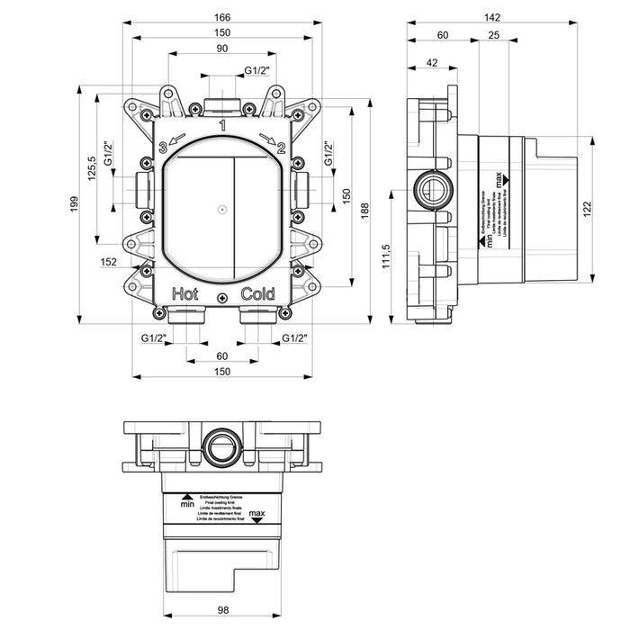 Crosswater Crossbox Shower Set 4 with Fixed Head & Handset