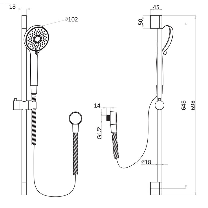 Crosswater Crossbox Shower Set 4 with Fixed Head & Handset