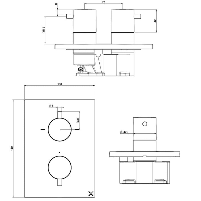Crosswater Crossbox Shower Set 4 with Fixed Head & Handset