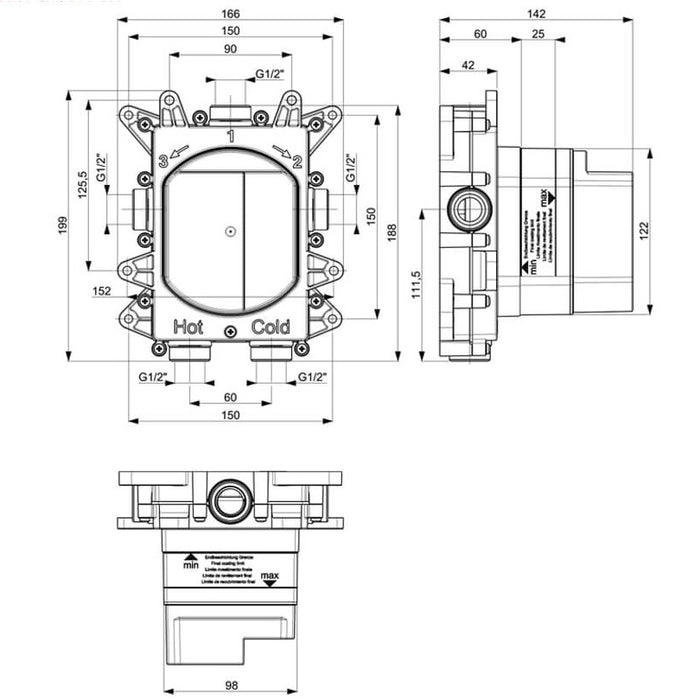 Crosswater Crossbox Shower Set 5 with Handset & Bath Filler
