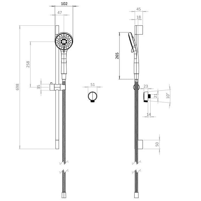 Crosswater Crossbox Push Shower Set 5 with Fixed Head & Handset