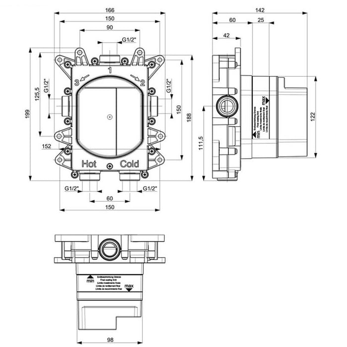 Crosswater Crossbox Shower Set 7 with Fixed Head & Bath Filler