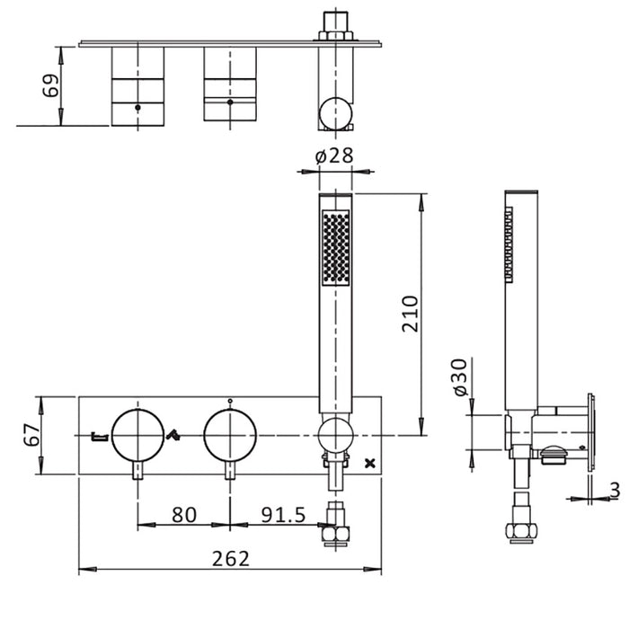 Crosswater Design Shower Set 5 with Handset & Bath Filler