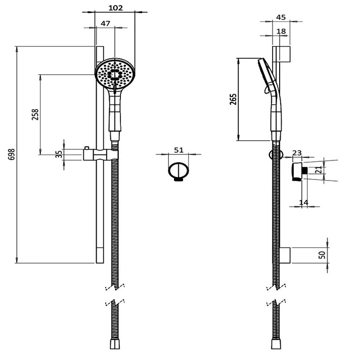 Crosswater Design Shower Set 6 with Handset & Bath Filler