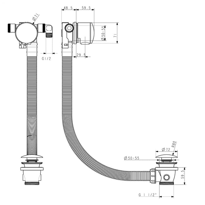 Crosswater Design Shower Set 6 with Handset & Bath Filler
