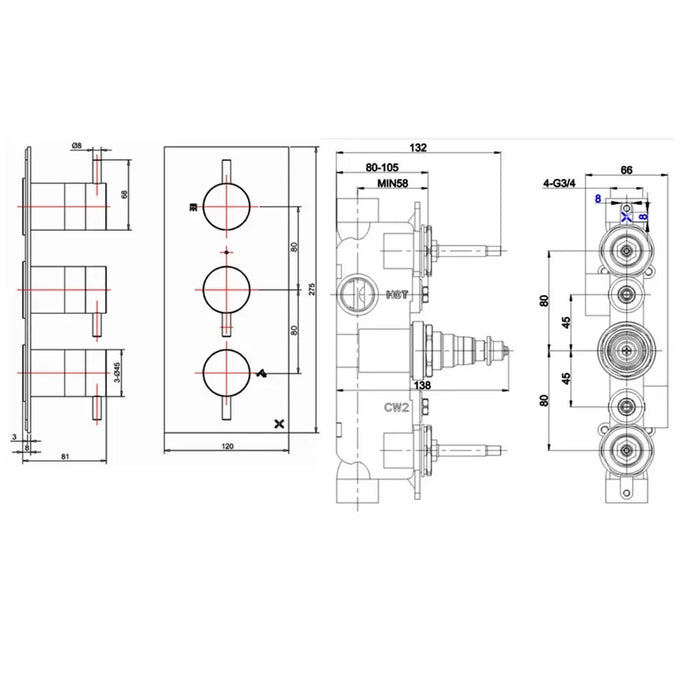 Crosswater Design Shower Set 7 with Fixed Head & Handset