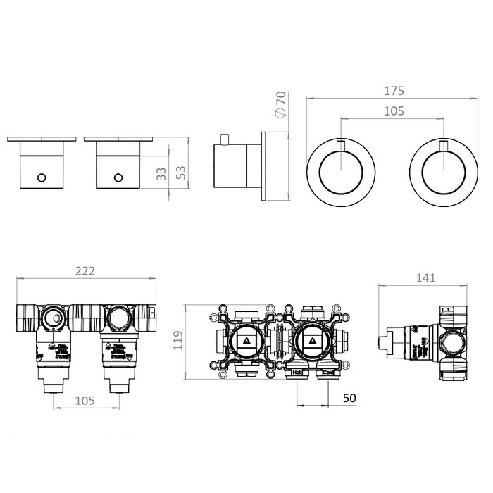 Crosswater Module Shower Set 1 with Fixed Head & Handset