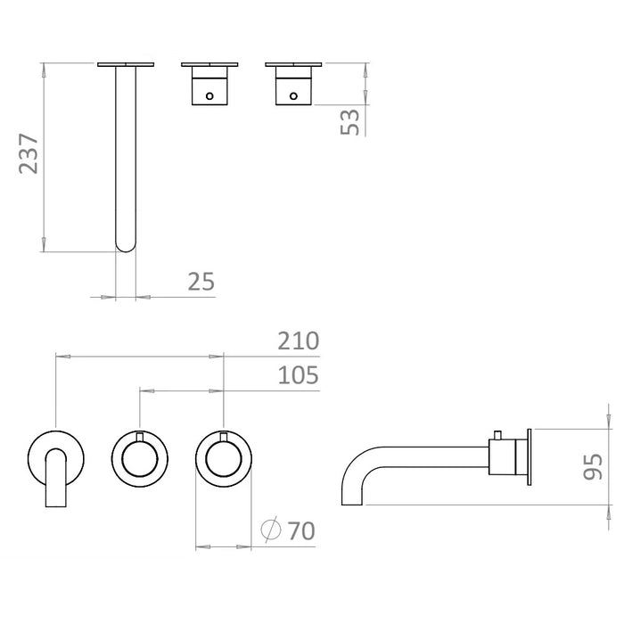 Crosswater Module Shower Set 3 with Fixed Head & Bath Spout
