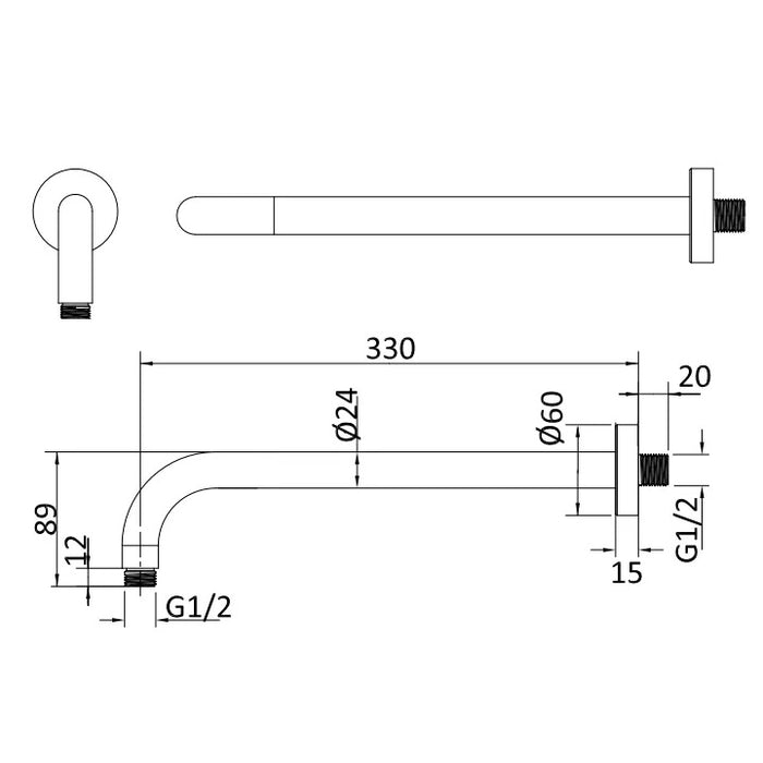 Crosswater Module Shower Set 3 with Fixed Head & Bath Spout