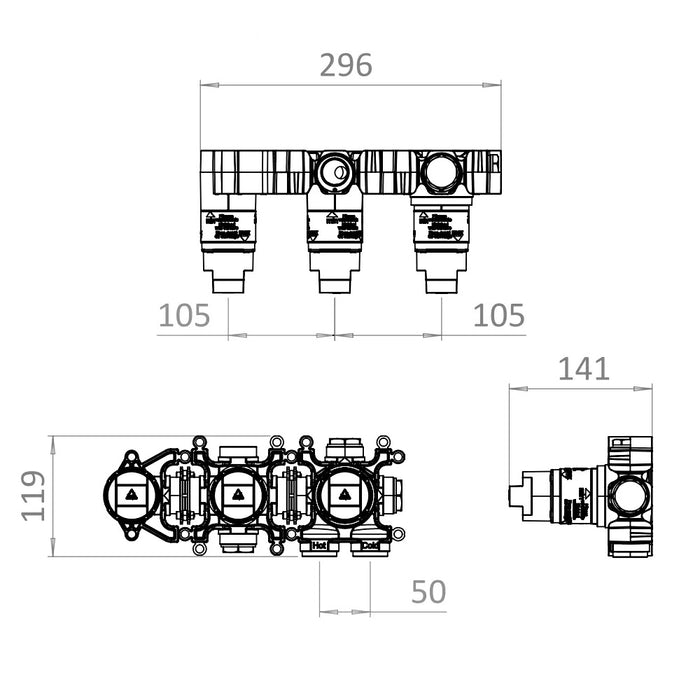 Crosswater Module Shower Set 3 with Fixed Head & Bath Spout