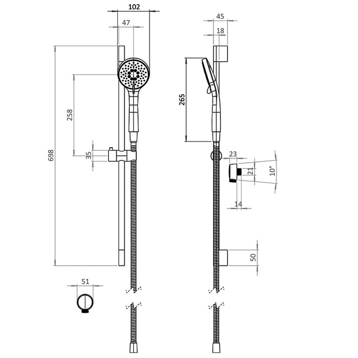 Crosswater Module Shower Set 4 with Handset & Bath Spout