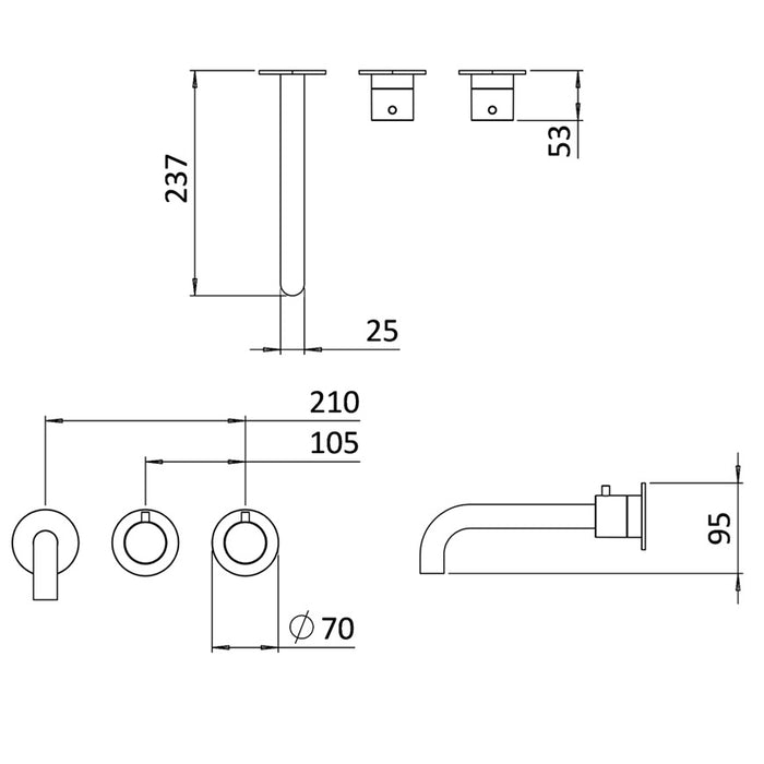 Crosswater Module Shower Set 4 with Handset & Bath Spout