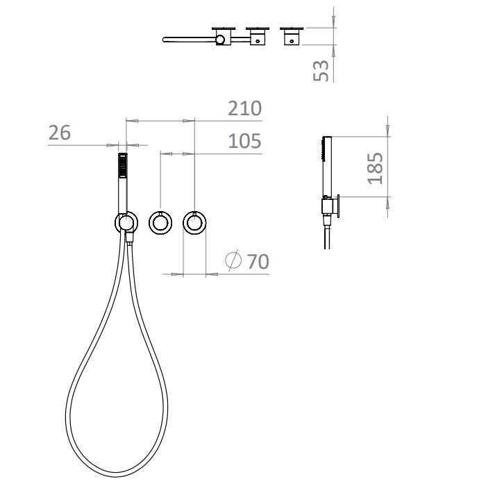 Crosswater Module Shower Set 5 with Handset & Bath Filler