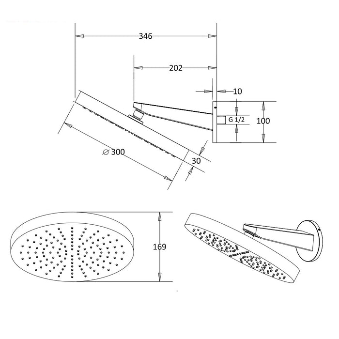 Crosswater Module Plus Shower Set 2 with Fixed Head & Handset