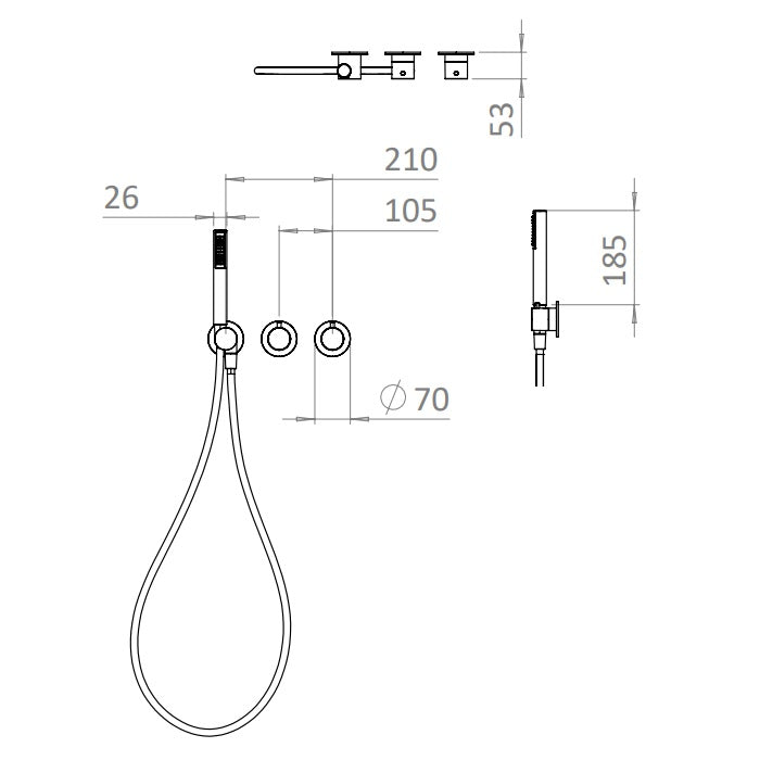 Crosswater Module Plus Shower Set 3 with Fixed Head & Handset