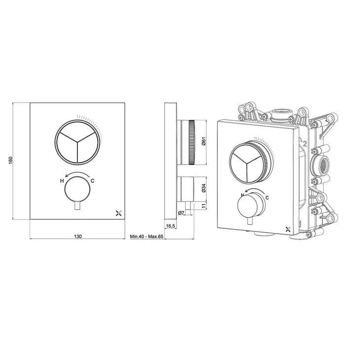 Crosswater Crossbox Push 3 Outlet Shower Set 10